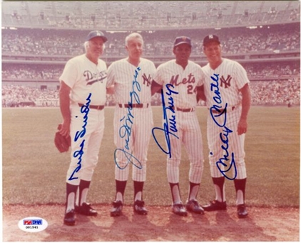 Mickey Mantle, Joe DiMaggio, Willie Mays, and Duke Snider Signed 8x10 Photo